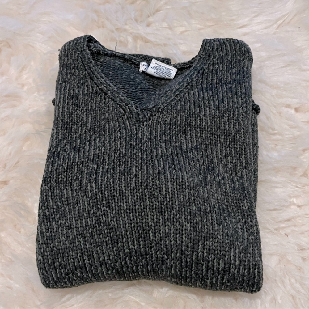 Pullover Thick Knit Military Green Cropped Sweater - Picture 4 of 5